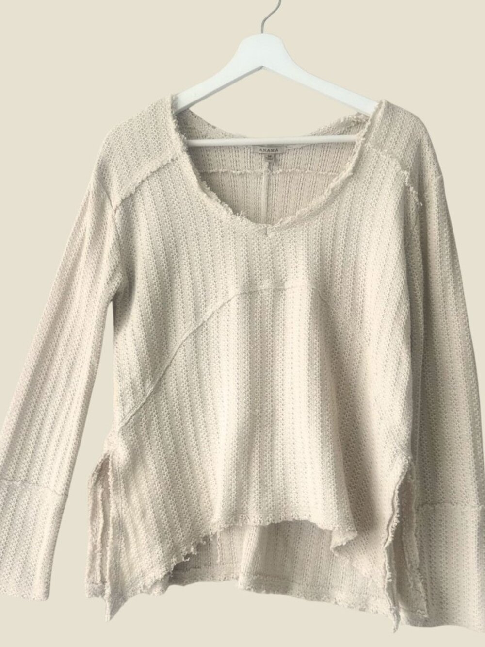 ANAMA RAW EDGE OVERSIZED SWEATER FREE PEOPLE STYLE CREAM SIZE MEDIUM